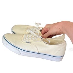 Vans Authentic White Classics Cream Blue Shoes 10